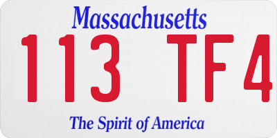MA license plate 113TF4