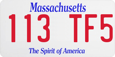 MA license plate 113TF5