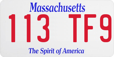 MA license plate 113TF9