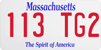 MA license plate 113TG2