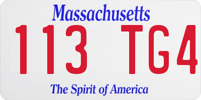 MA license plate 113TG4