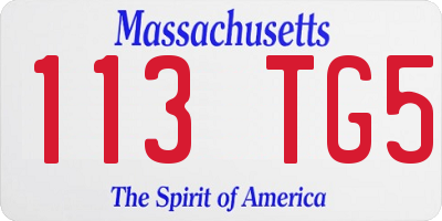 MA license plate 113TG5