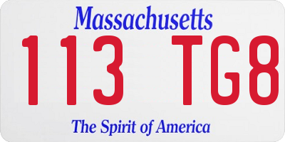 MA license plate 113TG8