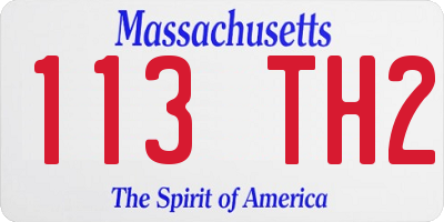 MA license plate 113TH2