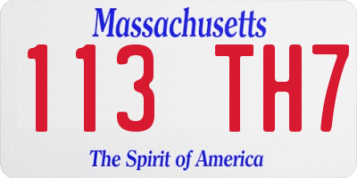 MA license plate 113TH7