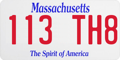 MA license plate 113TH8