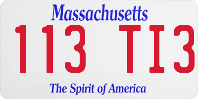 MA license plate 113TI3