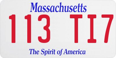 MA license plate 113TI7