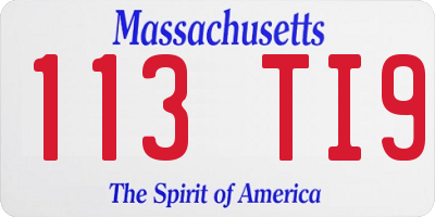 MA license plate 113TI9