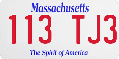 MA license plate 113TJ3