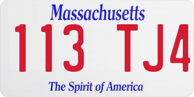 MA license plate 113TJ4