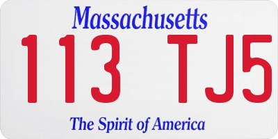 MA license plate 113TJ5