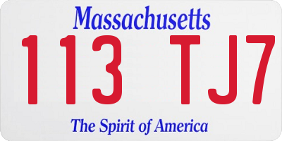 MA license plate 113TJ7