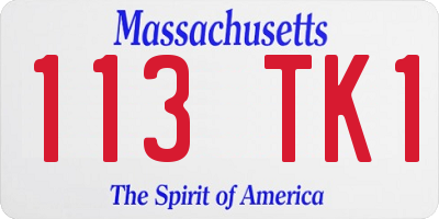 MA license plate 113TK1