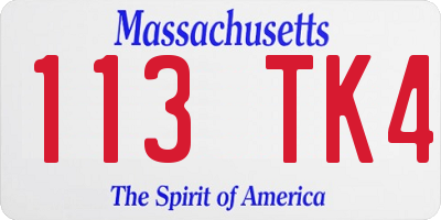 MA license plate 113TK4