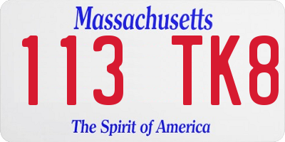 MA license plate 113TK8