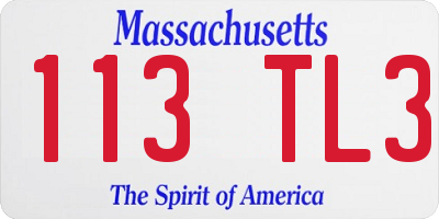 MA license plate 113TL3