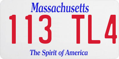 MA license plate 113TL4
