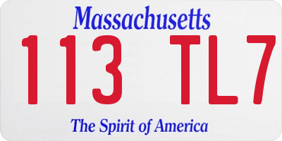 MA license plate 113TL7