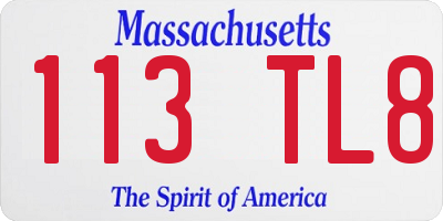 MA license plate 113TL8