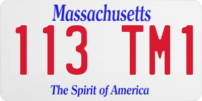 MA license plate 113TM1