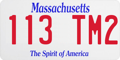 MA license plate 113TM2