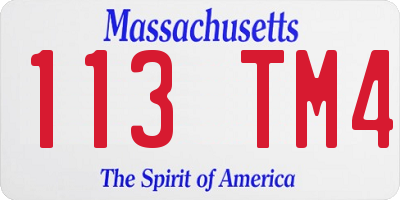 MA license plate 113TM4