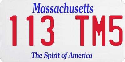 MA license plate 113TM5
