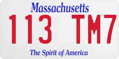 MA license plate 113TM7