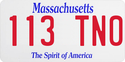 MA license plate 113TN0