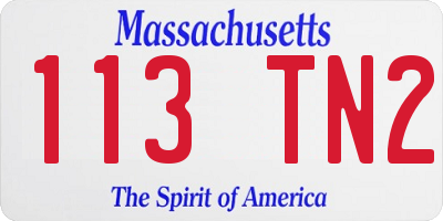 MA license plate 113TN2