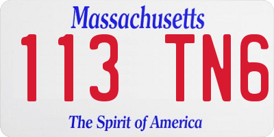 MA license plate 113TN6