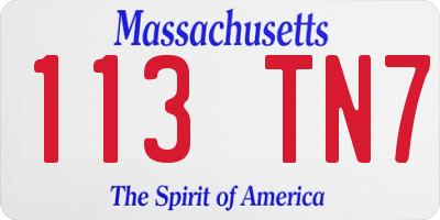 MA license plate 113TN7
