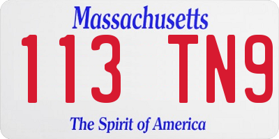 MA license plate 113TN9