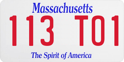 MA license plate 113TO1