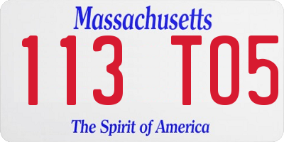 MA license plate 113TO5