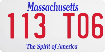 MA license plate 113TO6