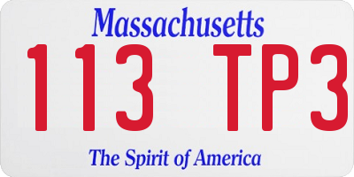 MA license plate 113TP3