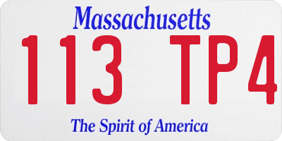 MA license plate 113TP4