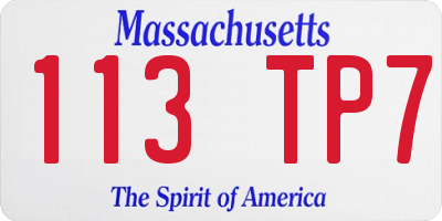 MA license plate 113TP7