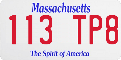 MA license plate 113TP8