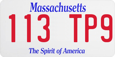 MA license plate 113TP9