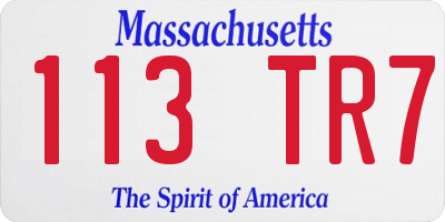 MA license plate 113TR7