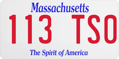 MA license plate 113TS0