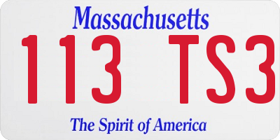 MA license plate 113TS3