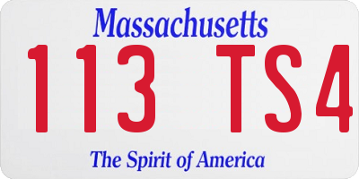 MA license plate 113TS4