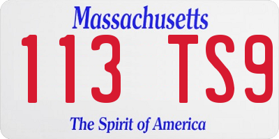 MA license plate 113TS9