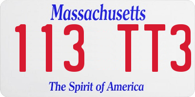 MA license plate 113TT3