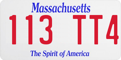 MA license plate 113TT4