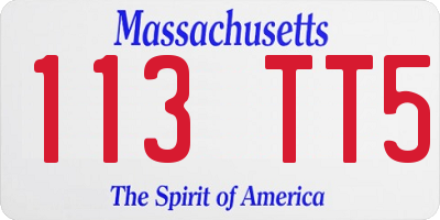 MA license plate 113TT5